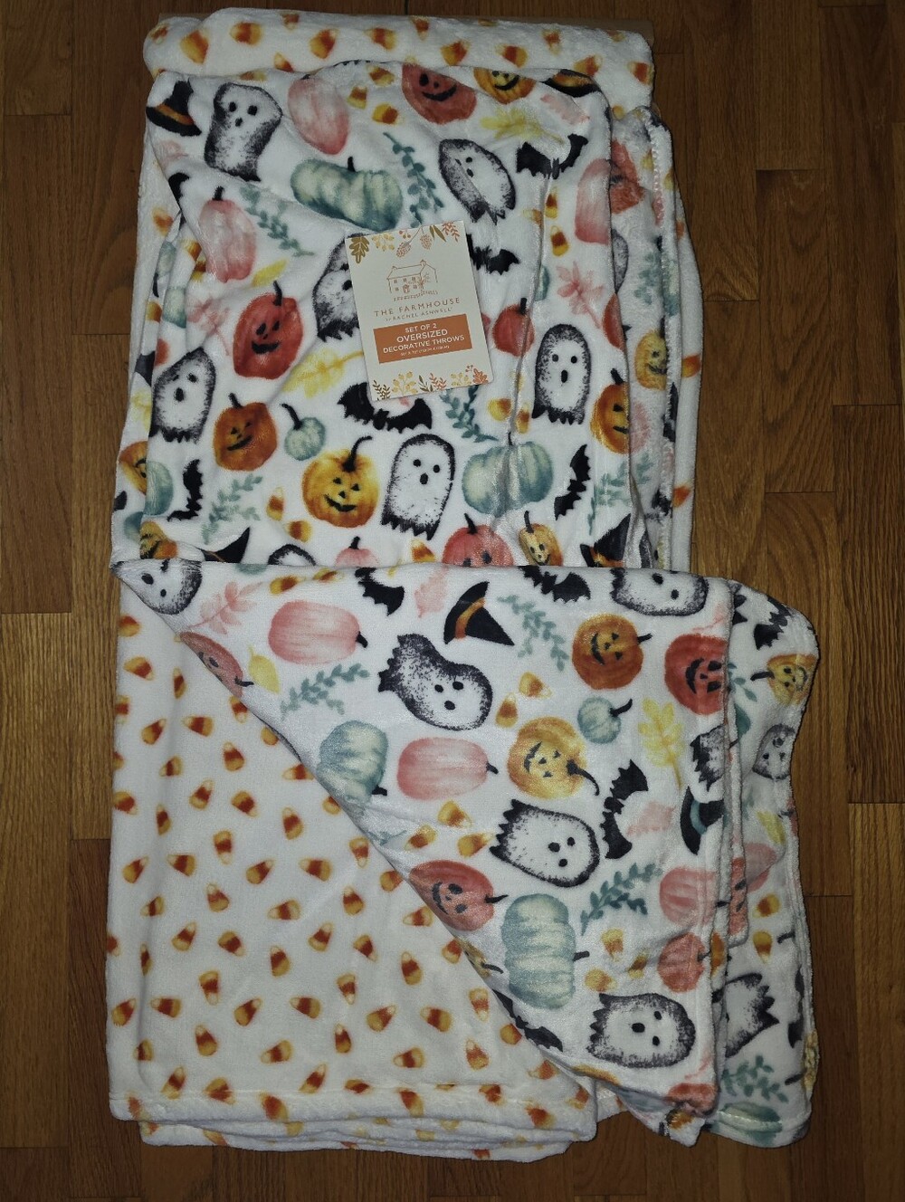 Set of 2 Rachel Ashwell Oversized Halloween Throws - NEW